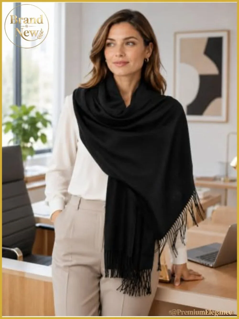 Fringe Shawl Wrap Pashmina Scarf for Wedding Evening